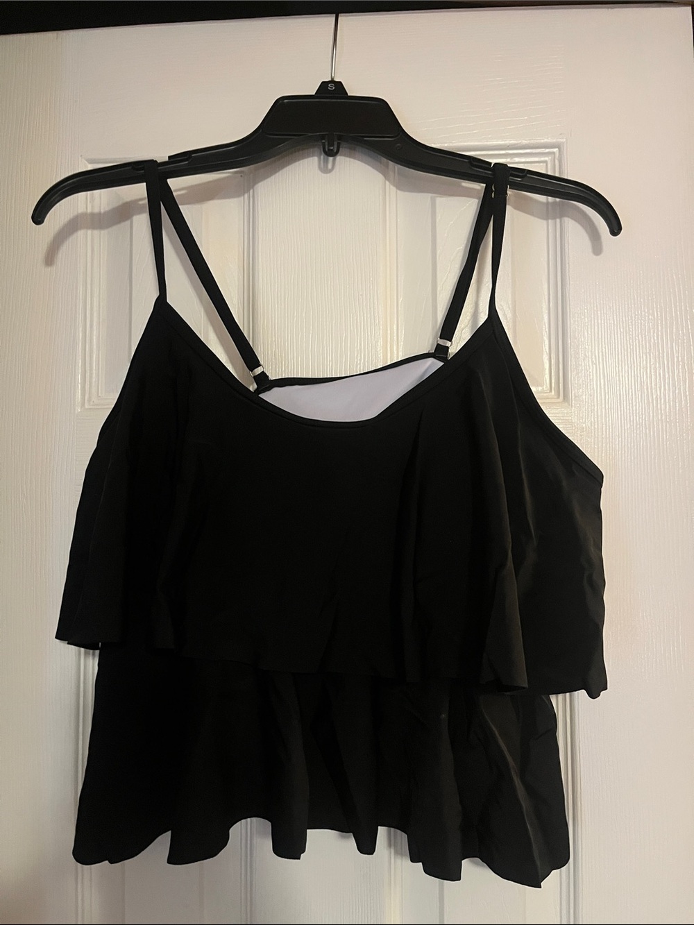 Black Tiered Ruffle bathing suit Top - Women